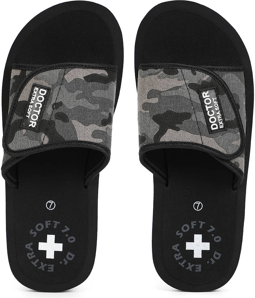 DOCTOR EXTRA SOFT - Brown Fabric Slide Flip flop