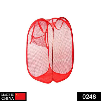 Laundry Hamper Mesh Fabric For Ventilation Foldable Storage  Up Clothes Basket