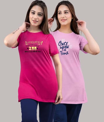 URBE Women Cotton Blend Printed Regular Fit Round Neck T-Shirt ( Multi Color )