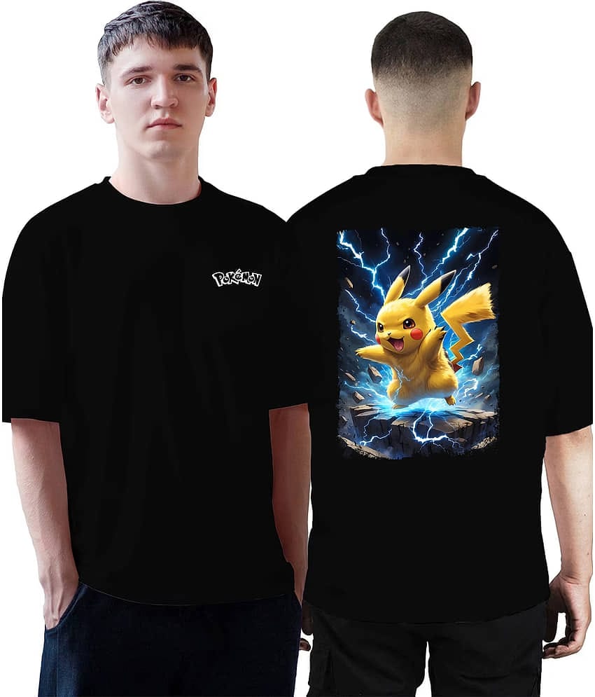 VEE SAA Cotton Regular Fit Printed Half Sleeves Men's Round T-Shirt - Black ( Pack of 1 )