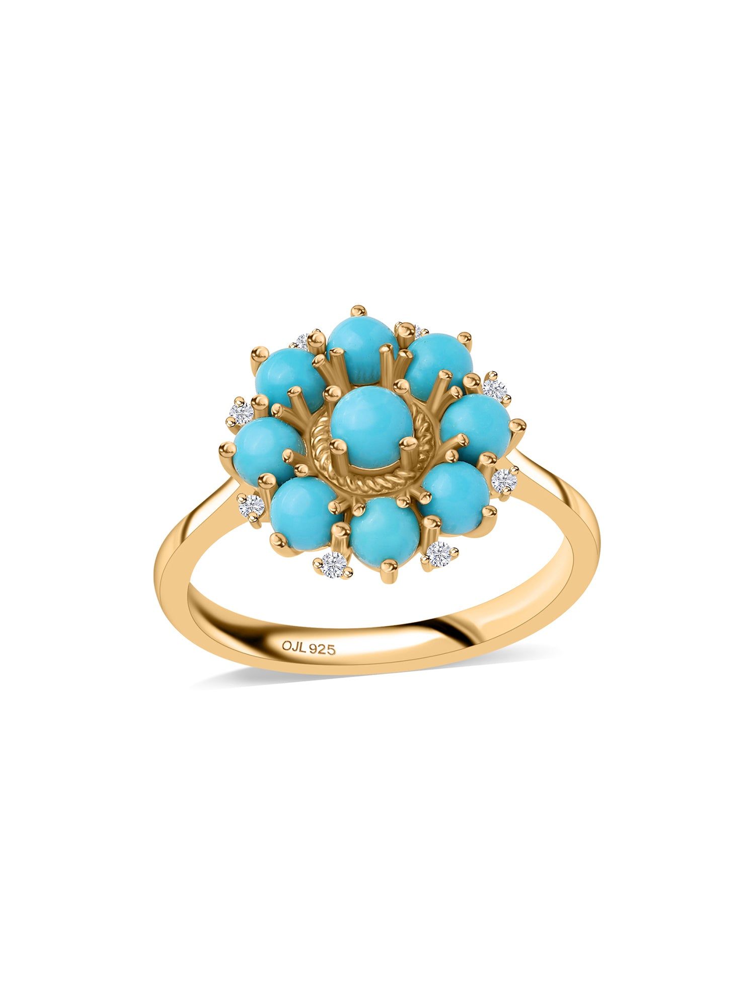 Turquoise Beads Flower Ring-12