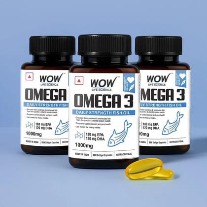 WOW Omega-3 Fish Oil Capsules for Strong Health & Bone - 60 n