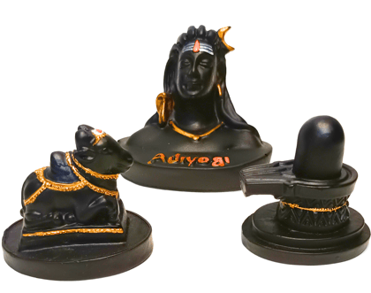 Hand-Painted Adiyogi Statue with a Marble Shivling and Nandi Idol