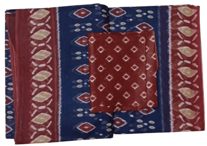 Navy Blue Cotton Saree with Blouse