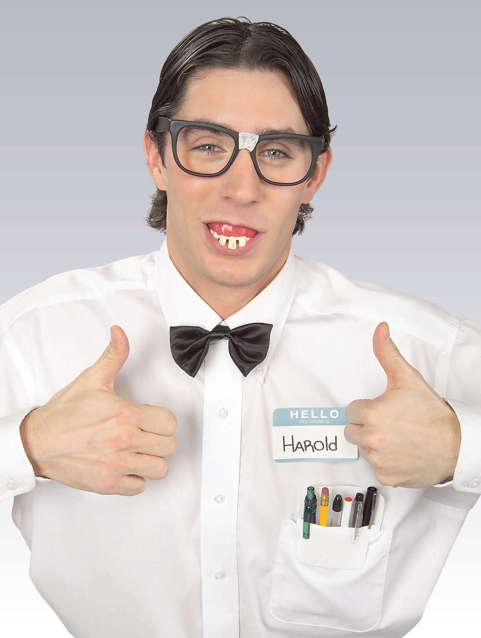 Nerd Costume w/ Nerd Glasses, Name Tag, Bow Tie for Halloween/ Theme Party for Adults