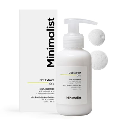 Minimalist Gentle Face Wash With 6% Oat Extract & Hyaluronic Acid For Sensitive Skin (Dry to Normal) | Sulphate Free | Non-Drying | Fragrance Free | Gentle Cleanser (120 ML) Minimalist Gentle Face Wash With 6% Oat Extract & Hyaluronic Acid For Sensitive 