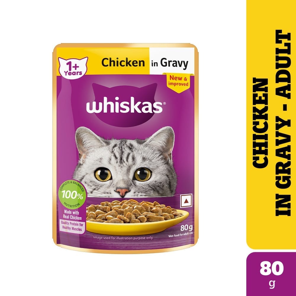 Whiskas Chicken in Gravy Adult (1+ Years) Wet Cat Food 80g