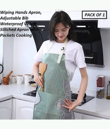 purple dust PVC Stripes Kitchen Apron with 2 Center Pocket ( Pack of 1 )