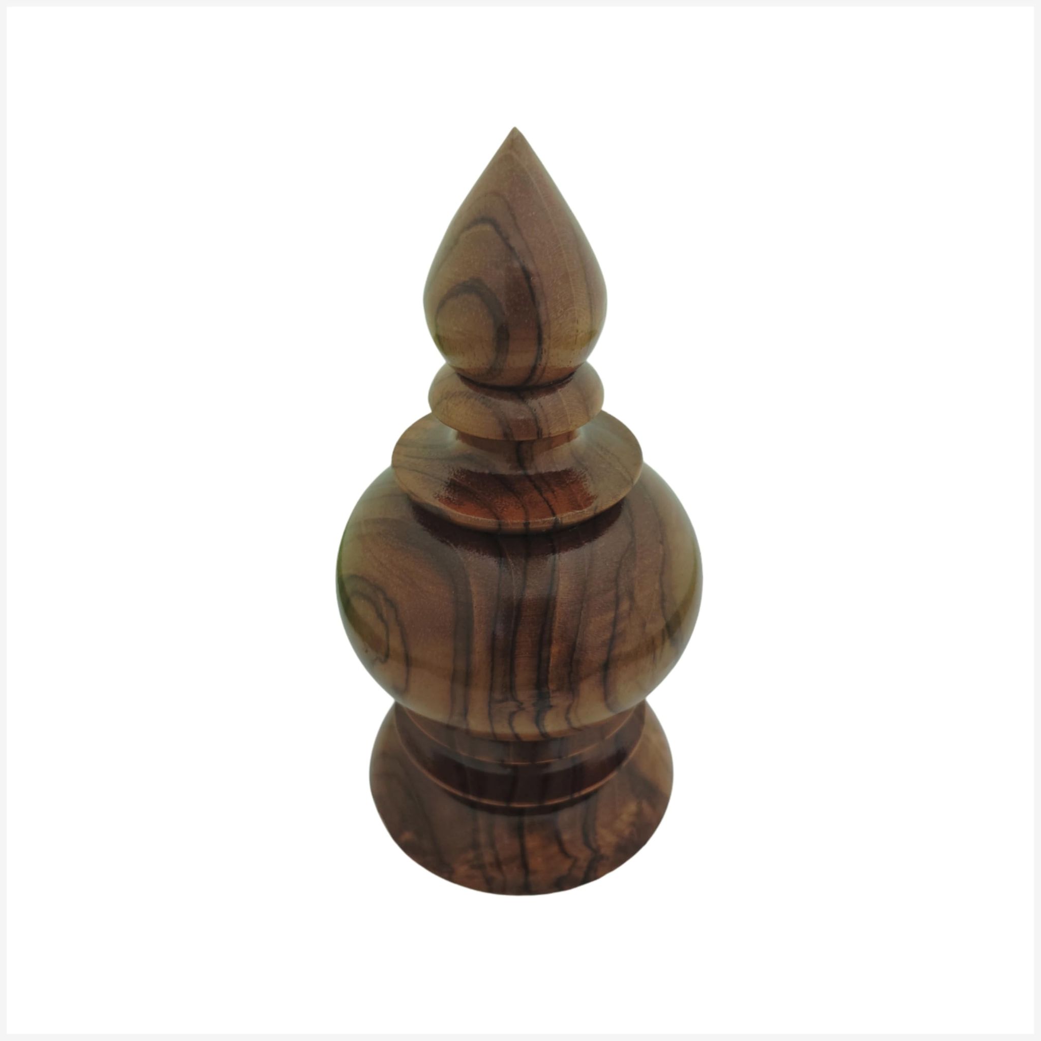 Wooden Kalasam Polished (2.5 x 5 Inch) - Medium Size 2.5 Inch Diameter × 5 Inch Height - Natural Design - Traditional Wood Pooja Kalash for Home Temple - कलश पूजन - পূজা কলস