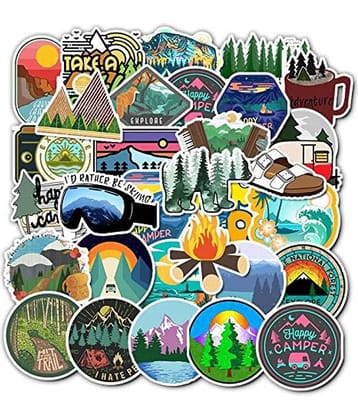 iDream Camping Landscape Outdoor Winter Adventure Climbing Travel Waterproof Vinyl Sticker to DIY Suitcase, Laptop, Bicycle, Helmet, Car etc. (Set of 50)