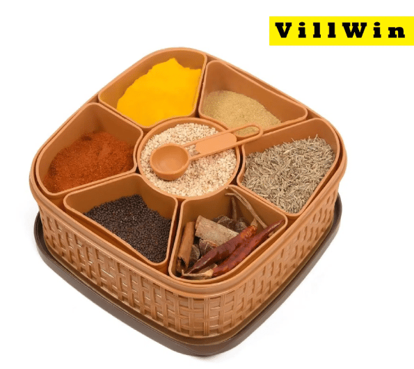 VillWin Multipurpose Masala Plastic Brown Spice Container ( Set of 1 )