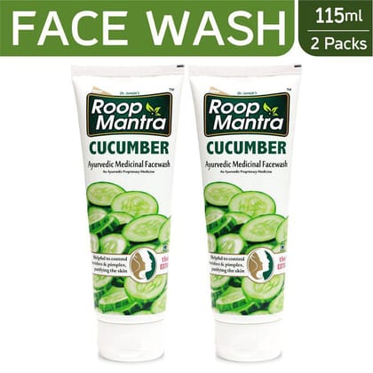 Roop Mantra Cucumber Face Wash 115ml, Pack of 2 (Helpful to Purify the Skin, Control Acne Pimples, Blemishes & Skin Infections, Remove Excess Oil & Dirt)