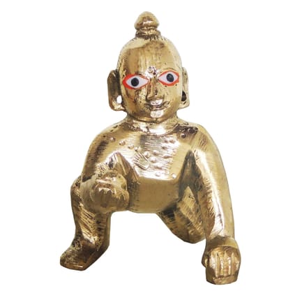 Brass Laddu Gopal God Idol Statue - Bal Krishna Home Decor, Height : 3 Inch (BSMAS871 A)