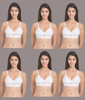 Desiprime Pack of 6 Cotton Non Padded Women's Everyday Bra ( White )