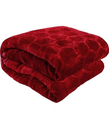 Kunal Prints Mink Solid Single Bed Blanket ( 215 cm x 150 cm ) - Red ( Pack of 1 )