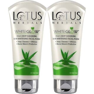 Lotus Herbals Whiteglow 3 In 1 Deep Cleansing Skin Whitening Facial Foam 200G ( Pack Of 2 )