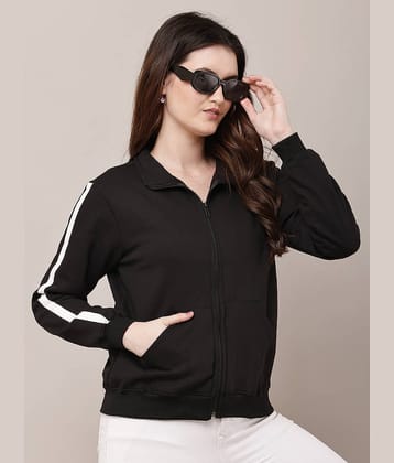 RAABTA FASHIION Women Shirt Collar Fleece Jacket ( Black )