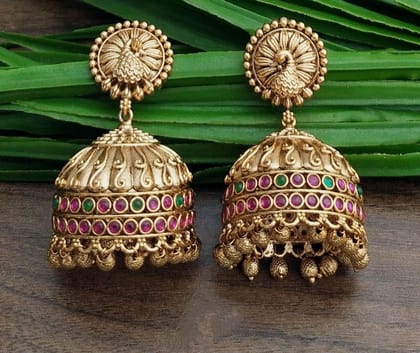 Matte Gold Plated Jhumki Earrings