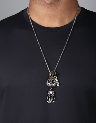 Happy Alien Pendant-With Box Chain / Metallic Grey