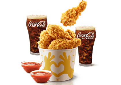 5 Pc Crispy Fried Chicken Bucket+ 2 Dips + 2 Coke