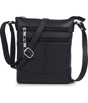 CIMONI Sling Bag Pure Leather Set of 1 ( Black )