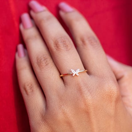 Butterfly Sterling Silver Ring-14k Gold / Adjustable