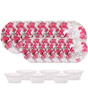 HomePro Royal Dinner Plates With Bowl Pink Melamine Dinner Set ( Pack of 12 )