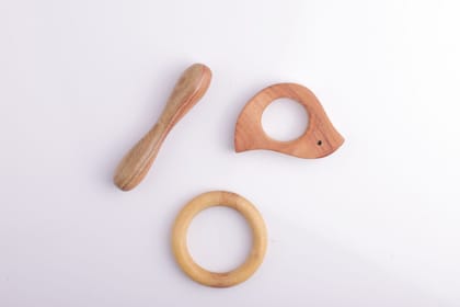 Reva Natural Wooden Teething Toys for Babies | Ring, Dumbbell & Dumbbell Teether Set | Baby Chewing Toys for Infants 312 Months | Gentle Gum Comfort