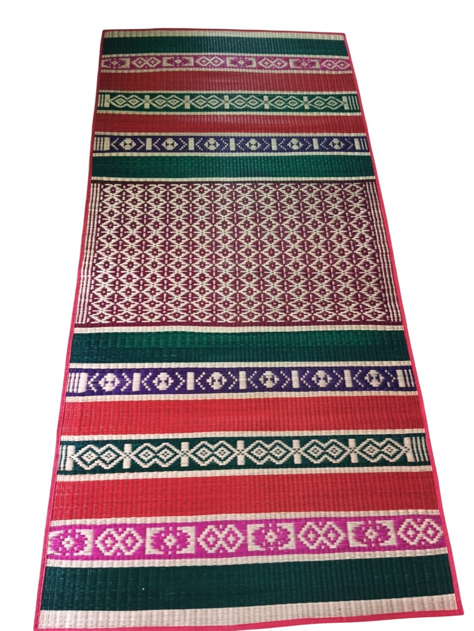 Hand-Woven River Grass Mats - Vibrant Geometric Patterns