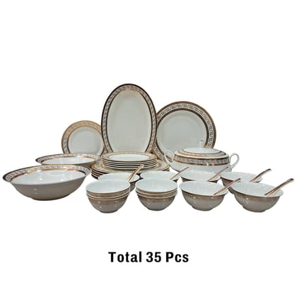 Fine Bone China Dinner Set 24K Real Gold Plated 35 PCS.-35 pcs