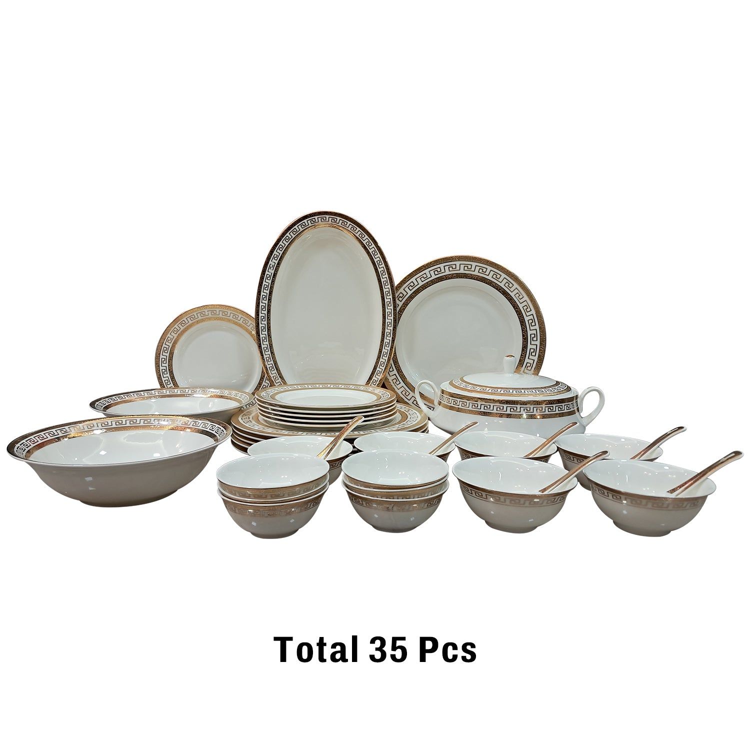 Fine Bone China Dinner Set 24K Real Gold Plated 35 PCS.-35 pcs