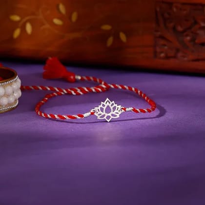 Silver Lotus Rakhi