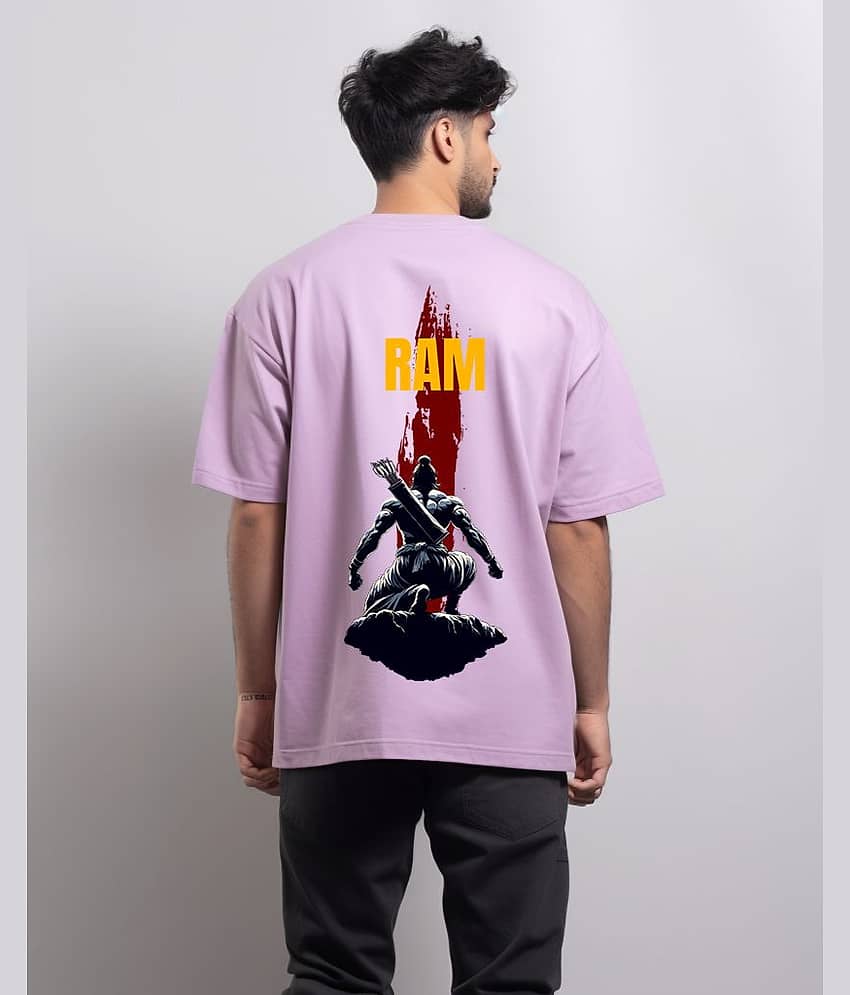 Prabhu Bhakti Pack of 1 100% Cotton Oversized Fit Men's T-Shirt ( Lavender )