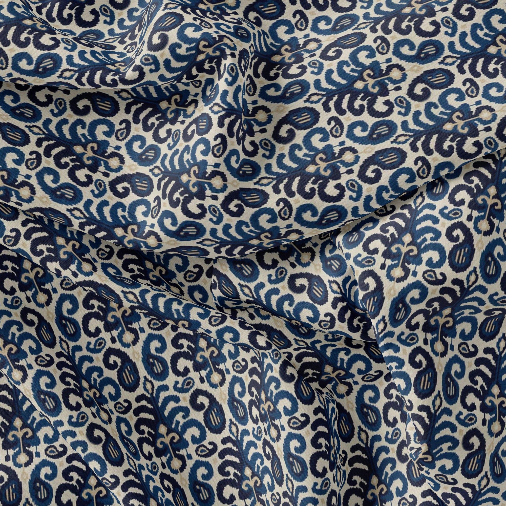 Decorative Paisley Seamless Repeat Digital Printed Fabric-Polyester / Japan Satin / 110 CM | 43 Inch