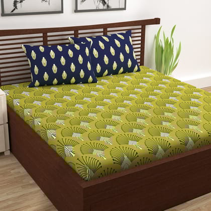 Antique Cairo Print Parrot Green Bedsheet For Double Bed-Double / Parrot Green / ME1156