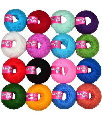 M.G ENTERPRISE 100% Acrylic Wool White (Pack of 16) Baby Soft Wool Ball Hand Knitting Wool/Art Craft Soft Fingering Crochet Hook Yarn, Needle Knitting Yarn Thread Dyed … -B