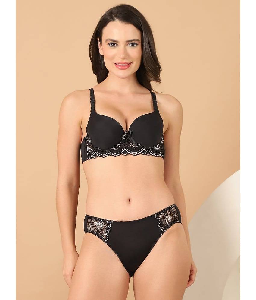 PrettyCat Polyester Women's Bra & Panty Set ( Burgundy ) Hot Lingerie