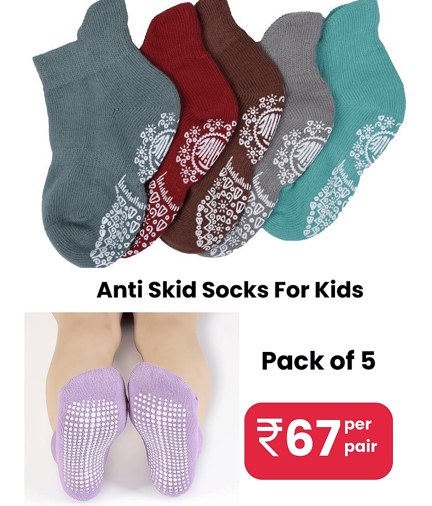 Dollar Pack of 5 Cotton Boy's Ankle Length Socks ( Multicolor )