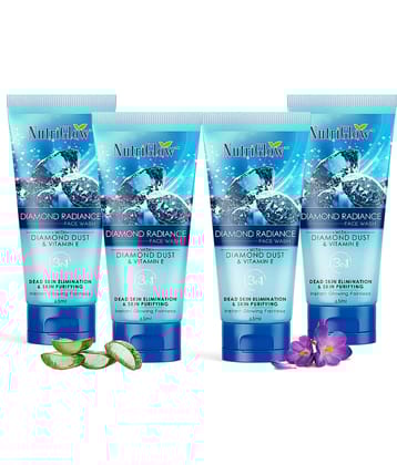 NutriGlow Diamond Radiance Face Wash For Brighter Skin Tone and Deep Pore Cleansing, Removes Blackheads, 65ml each, Pack of 4
