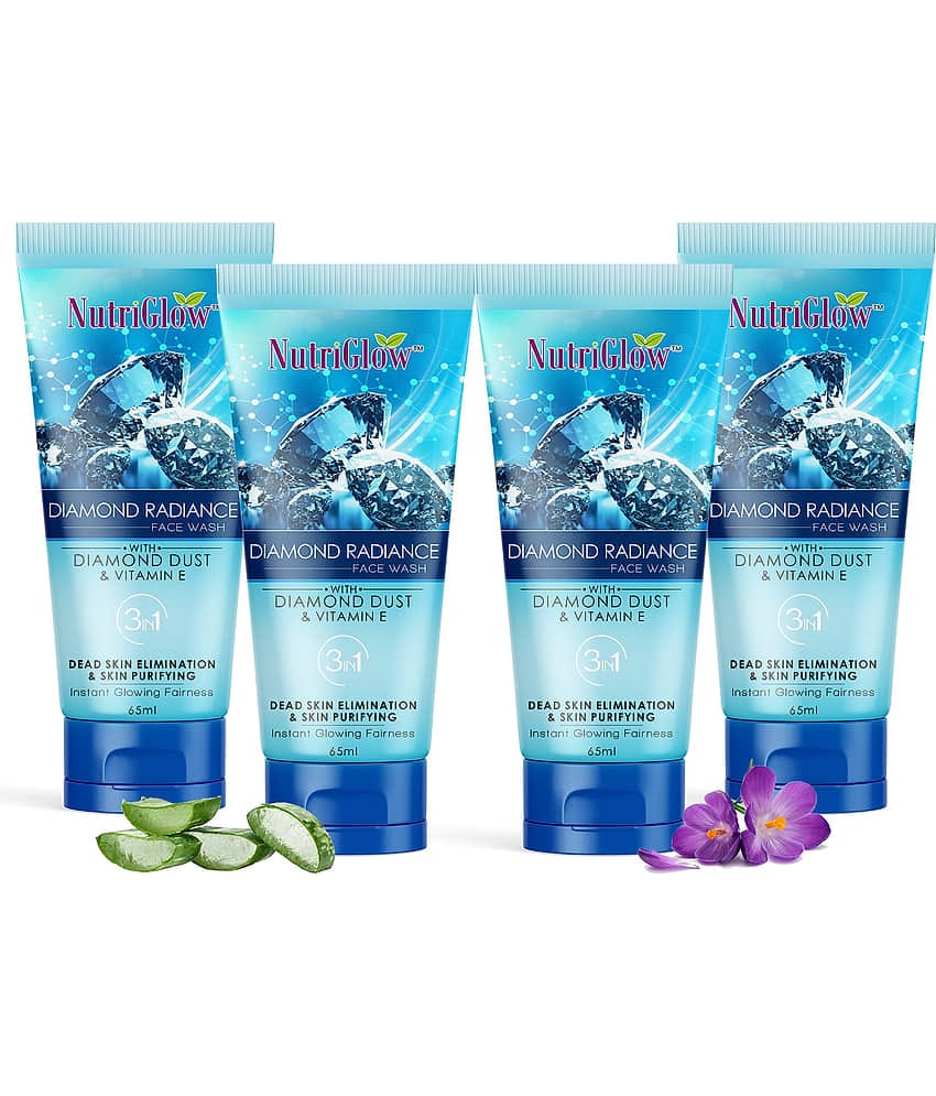 NutriGlow Diamond Radiance Face Wash For Brighter Skin Tone and Deep Pore Cleansing, Removes Blackheads, 65ml each, Pack of 4