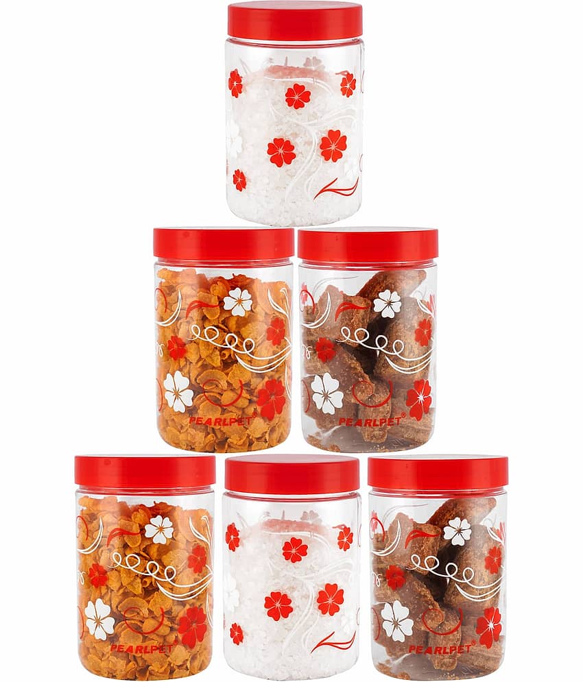 PearlPet - Red Polyproplene Food Container ( Pack of 6 )
