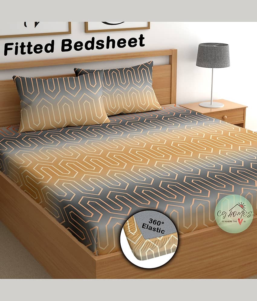 CG HOMES Cotton 1 Double Fitted Bedsheet with 2 Pillow Covers ( 183 cm x 183 cm ) , Gray