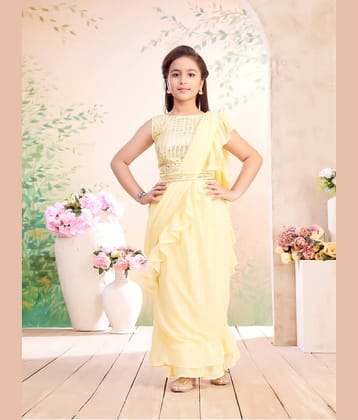 Aarika Georgette Lehenga Choli Set For Girls ( Pack of 1 , Yellow )