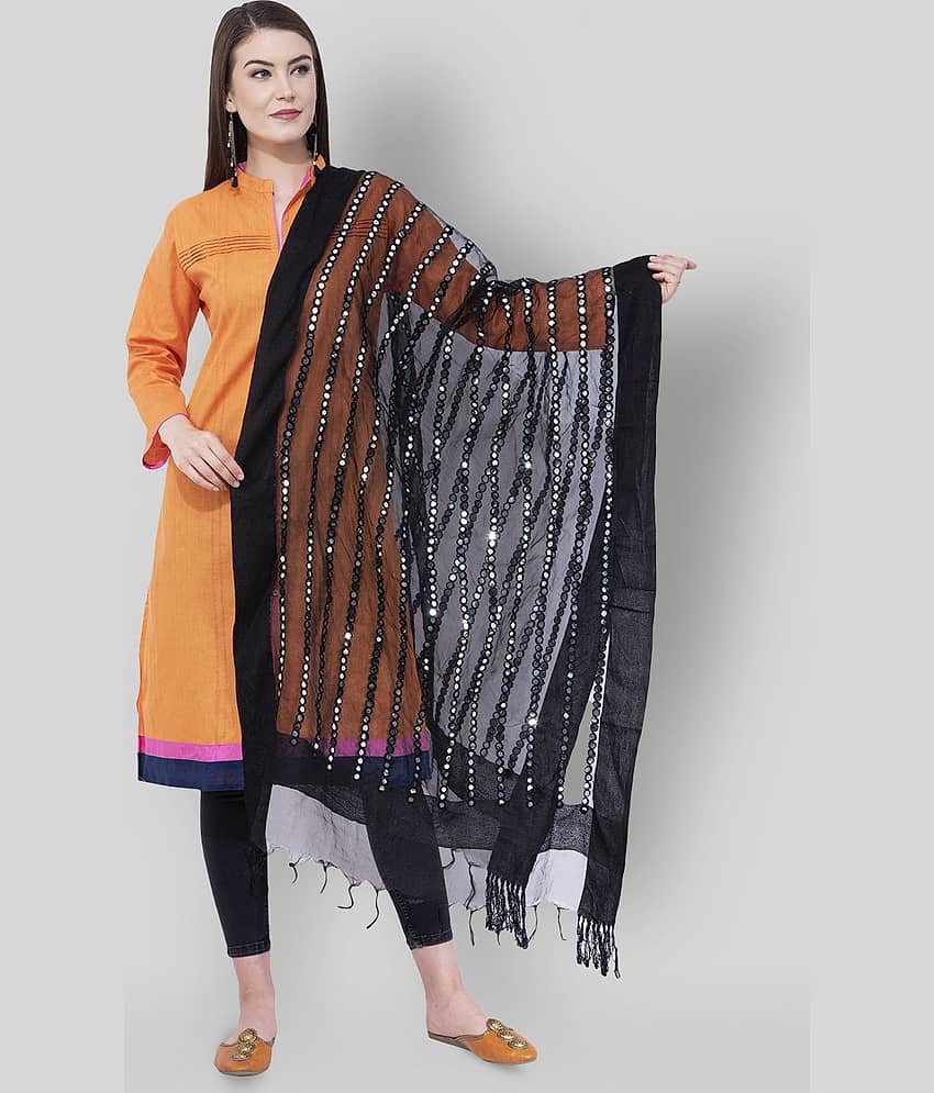 A R Silk Black Organza Mirror Work Dupatta