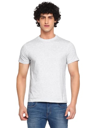 Round Neck T-Shirt for Men - Ecru Melange-M / Ecru Melange