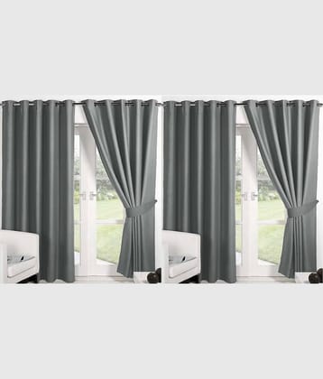 N2C Home Solid Semi-Transparent Eyelet Curtain 5 ft ( Pack of 4 ) - Dark Grey