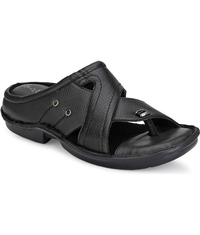 softio - Black Synthetic Leather Slipper