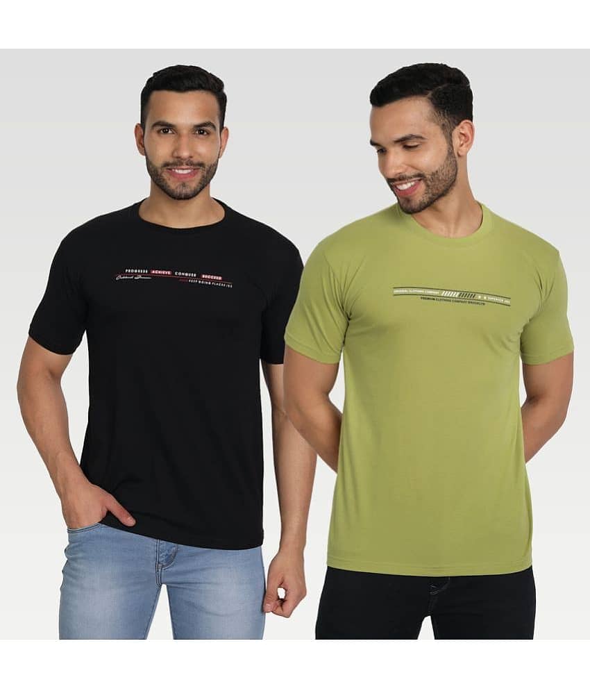 Zeffit Pack of 2 Cotton Blend Regular Fit Men's T-Shirt ( Multicolor )
