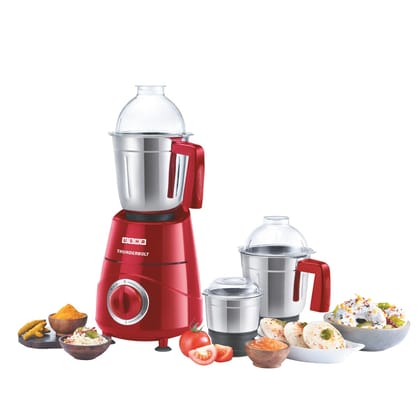 USHA Thunderbolt 800-Watt Copper Motor Mixer Grinder with 3 Jars and 5 Years Motor Warranty(Red) USHA Thunderbolt 800-Watt Copper Motor Mixer Grinder with 3 Jars and 5 Years Motor Warranty(Red) - Red / Pack of 1