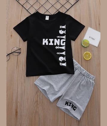 VELION Pack of 1 Baby Boys Cotton Blend T-Shirt & Shorts Set ( Black )